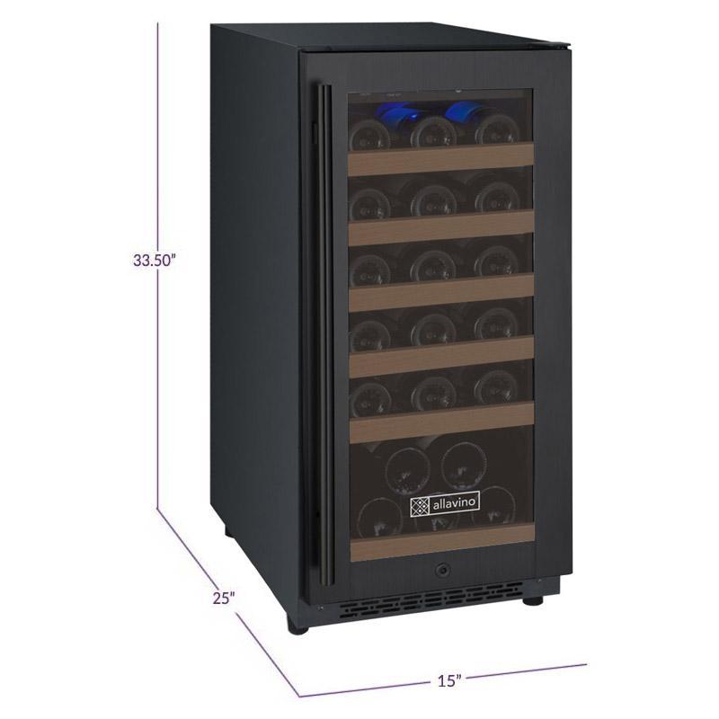 Allavino 15" Wide FlexCount II Tru-Vino 30 Bottle Single Zone Black Wine Refrigerator (VSWR30-1BR20)