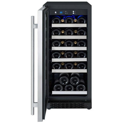Allavino 15" Wide FlexCount II Tru-Vino 30 Bottle Single Zone Stainless Steel Left Hinge Wine Refrigerator (VSWR30-1SL20)