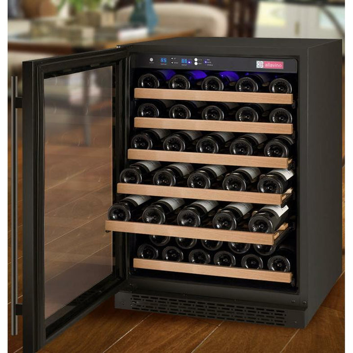 Allavino 24" Wide FlexCount II Tru-Vino 56 Bottle Single Zone Black Left Hinge Wine Refrigerator (VSWR56-1BL20)