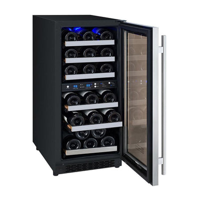 Allavino 15" Wide FlexCount II Tru-Vino 30 Bottle Dual Zone Stainless Steel Right Hinge Wine Refrigerator (VSWR30-2SR20)