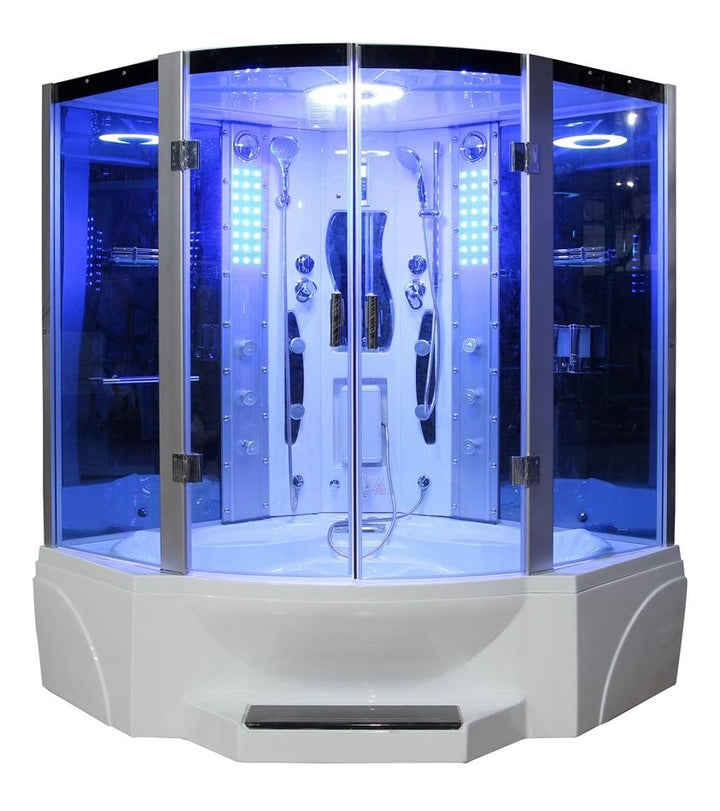 Mesa Blue Glass Steam Shower with Jetted Tub (WP-608P)