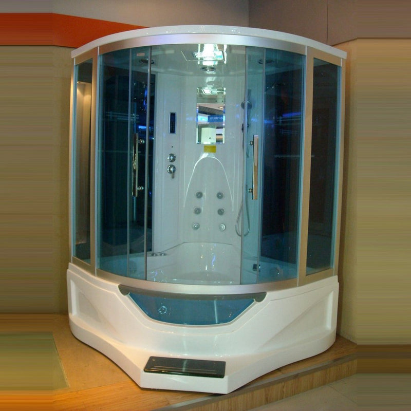 Mesa Blue Glass Steam Shower with Jetted Tub (WS-702A)
