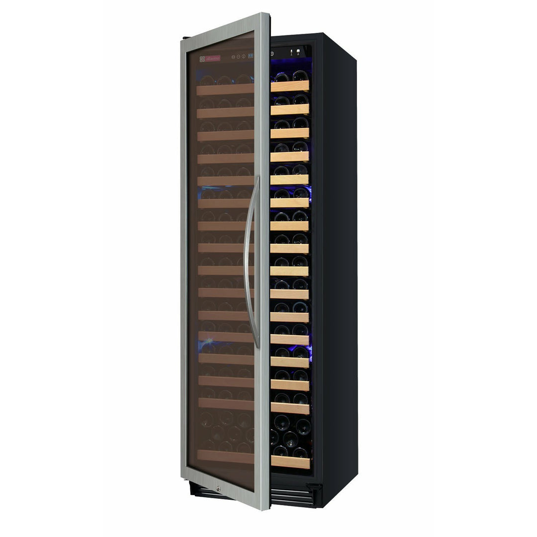 Allavino 24" Wide FlexCount Classic II Tru-Vino 174 Bottle Single Zone Stainless Steel Left Hinge Wine Refrigerator (YHWR174-1SL20)