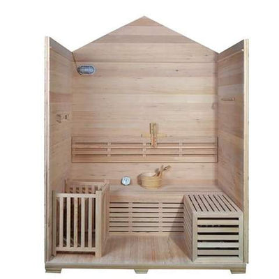 ALEKO Outdoor Canadian Red Cedar Wood Wet Dry Sauna - 4 Person - 4.5 kW ETL Electrical Heater - Stone Finish CED4KEMI-AP