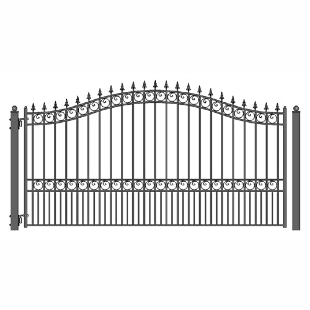 Aleko Solar Powered Steel Single Swing Driveway Gate LONDON Style 16 x 6 Feet