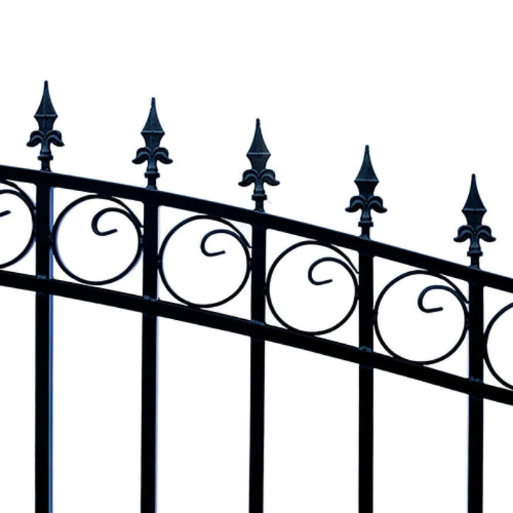 Aleko Steel Dual Swing Driveway Gate London Style 16 ft with Pedestrian Gate 4 ft SET16X4LOND-AP