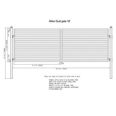 Aleko Steel Dual Swing Driveway Gate Milan Style 18 x 6 ft DG18MILD-AP