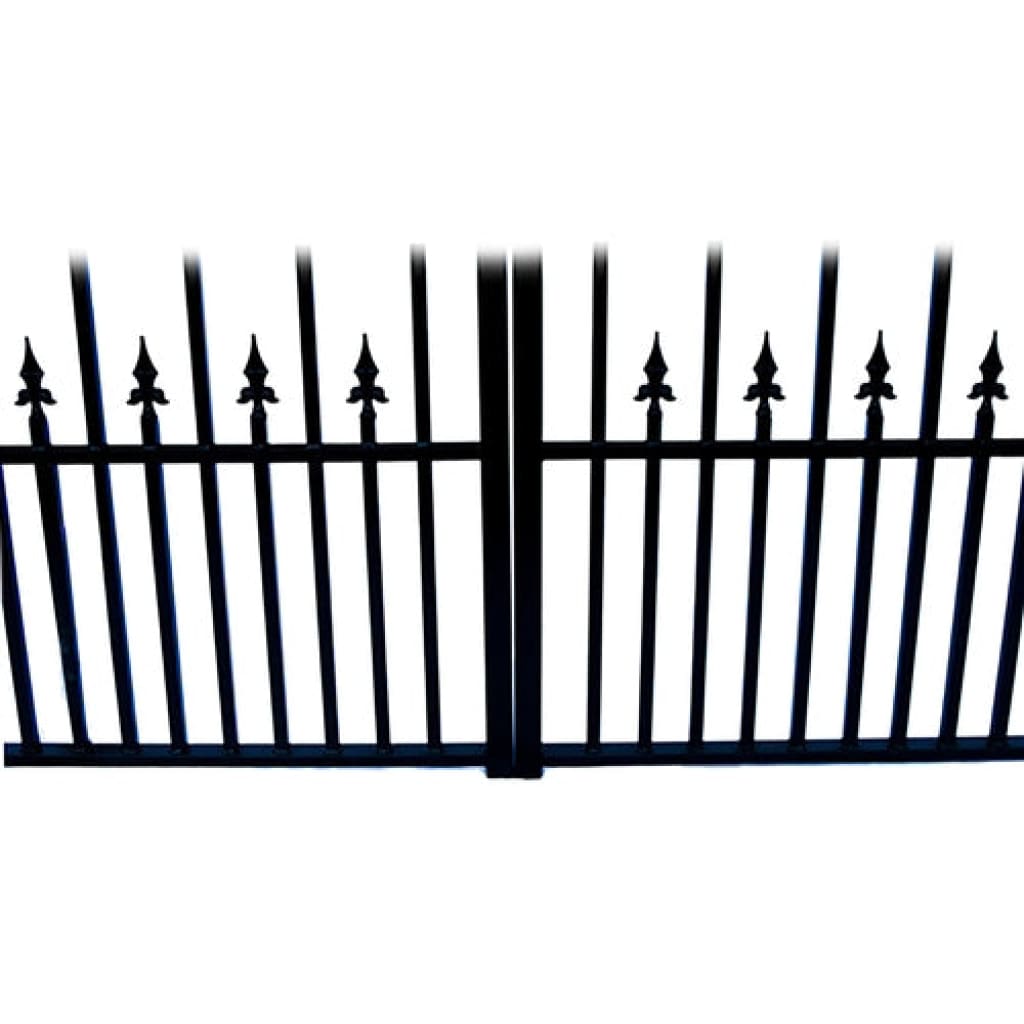 Aleko Steel Dual Swing Driveway Gate Prague Style 16 ft With Pedestrian Gate 4 ft SET16X4PRAD-AP