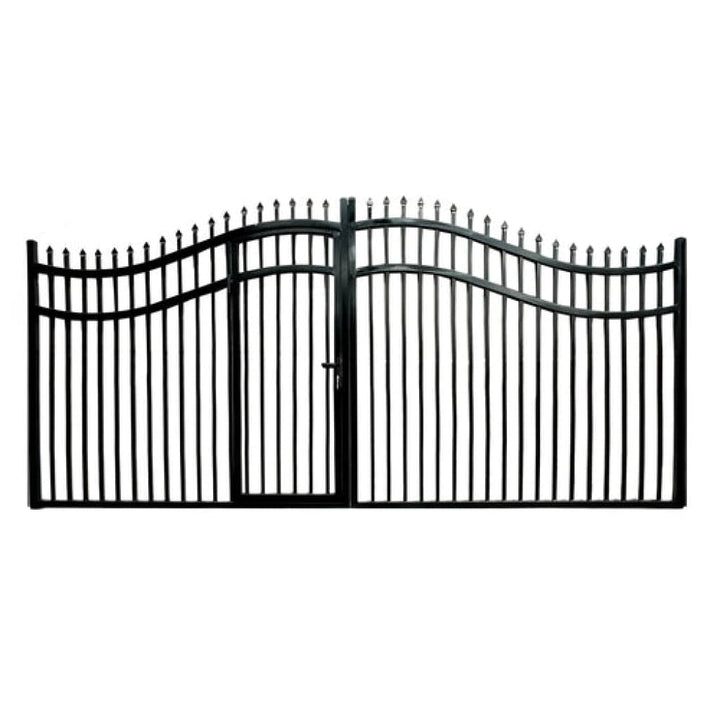 Aleko Steel Dual Swing Driveway Gate with Built-In Pedestrian Door VIENNA Style 14 x 7 Feet DGP14VIENNA-AP