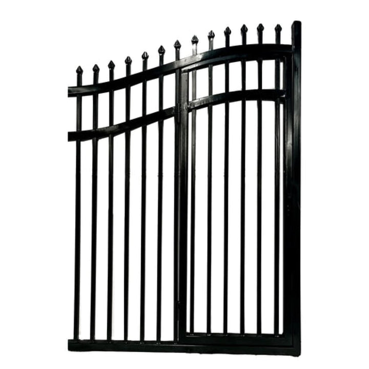 Aleko Steel Dual Swing Driveway Gate with Built-In Pedestrian Door VIENNA Style 14 x 7 Feet DGP14VIENNA-AP