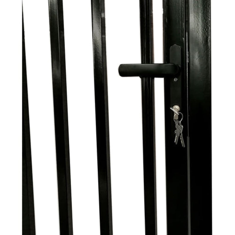 Aleko Steel Dual Swing Driveway Gate with Built-In Pedestrian Door VIENNA Style 14 x 7 Feet DGP14VIENNA-AP