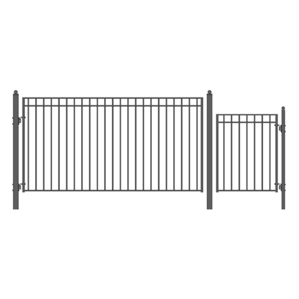 Aleko Steel Single Swing Driveway Gate Madrid Style 12 ft With Pedestrian Gate 4 ft SET12X4MADS-AP