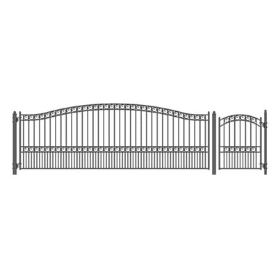 Aleko Steel Single Swing Driveway Gate Paris Style 18 ft with Pedestrian Gate 4 ft SET18X4PARS-AP