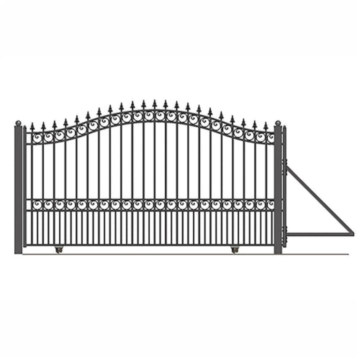 Aleko Steel Sliding Driveway Gate 12 ft with Pedestrian Gate 5 ft LONDON Style DG12LONSSLPED-AP