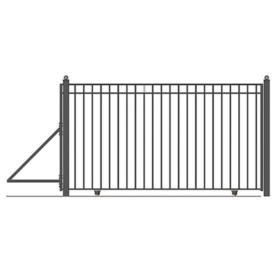 Aleko Steel Sliding Driveway Gate 12 ft with Pedestrian Gate 5 ft MADRID Style  DG12MADSSLPED-AP