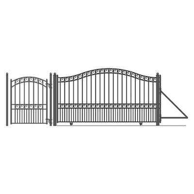 Aleko Steel Sliding Driveway Gate 12 ft with Pedestrian Gate 5 ft PARIS Style DG12PARSSLPED-AP