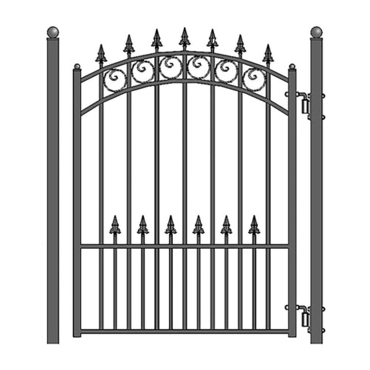 Aleko Steel Sliding Driveway Gate 14 ft with Pedestrian Gate 5 ft PRAGUE Style DG14PRASSLPED-AP