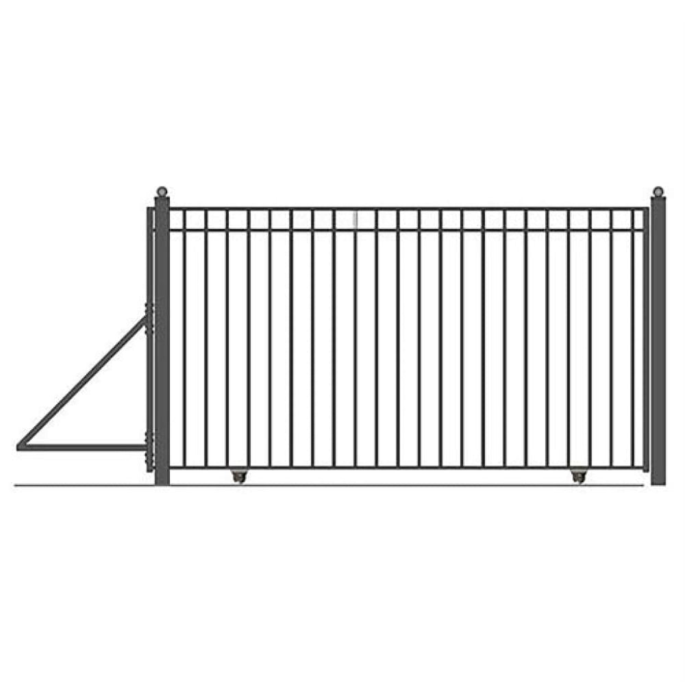Aleko Steel Sliding Driveway Gate 20 ft with Pedestrian Gate 5 ft MADRID Style DG20MADSSLPED-AP