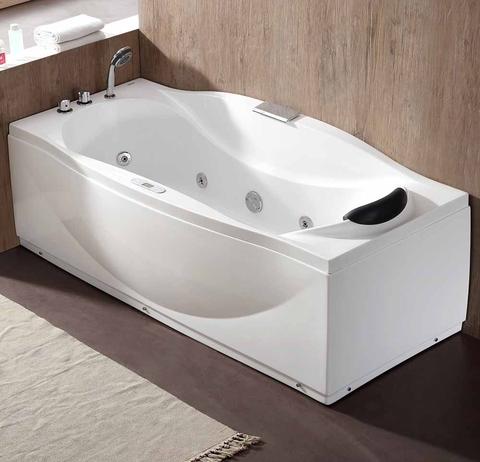 EAGO Left Drain Acrylic White Whirlpool Bathtub w Fixtures 6 ft. - AM189ETL-L