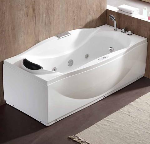 EAGO Right Drain Acrylic White Whirlpool Bathtub With Fixtures 6 ft. AM189ETL-R