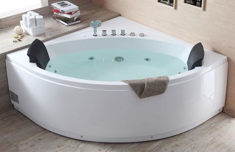 EAGO Rounded Modern Double Seat Corner Whirlpool Bath Tub with Fixtures 5 - AM200