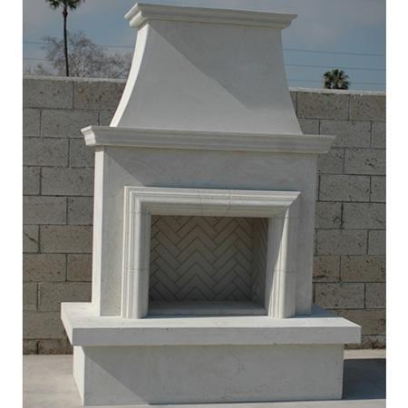 American Fyre Designs 045-11-A-WC-RBC 91 Inch Vented Free-Standing Outdoor Contractor's Model with Moulding Fireplace - White Concrete