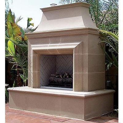 American Fyre Designs 123-20-N-CB-LBC 82 Inch Vent-Free Free-Standing Outdoor Reduced Cordova Fireplace, Cafe Blanco, Key Value on the LEFT/Gas