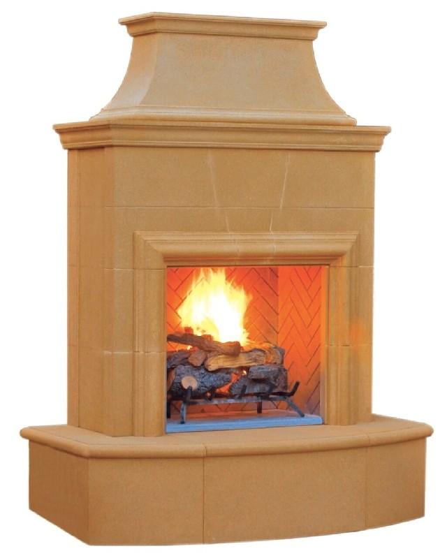American Fyre Designs 125-01-H-SM-RBC 84 Inch Vent-Free Free-Standing Outdoor Petite Cordova Fireplace, 16 Inch Radiused Bullnose, Hearth Only, Smoke, Key Value on the RIGHT/Gas