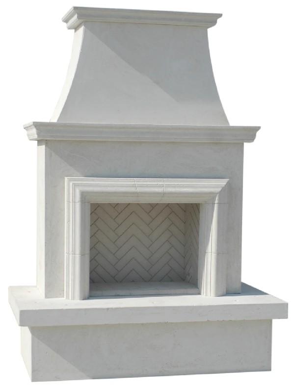 American Fyre Designs 145-11-A-WC-RBC 91 Inch Vent-Free Free-Standing Outdoor Contractor's Model with Moulding Fireplace - White Concrete