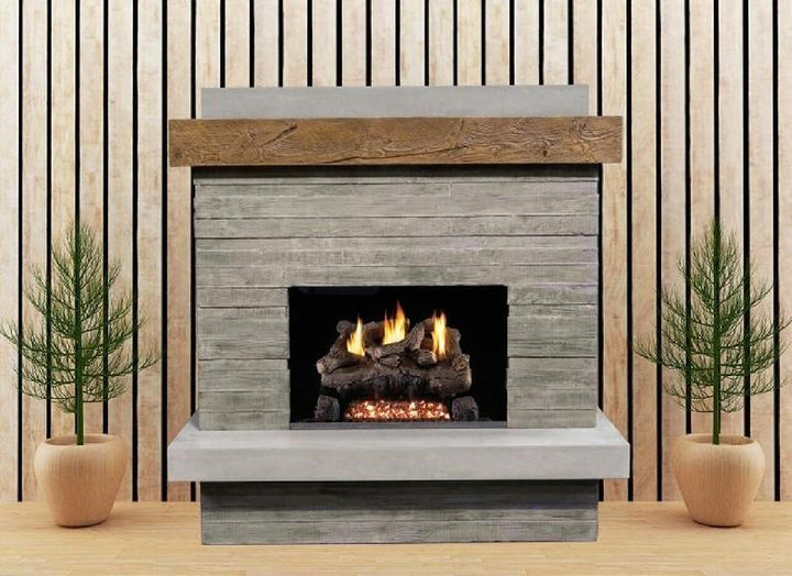 American Fyre Designs 150-CG-N-FO-RUC 68 1/2 Inch Vent-Free Wall Mount Outdoor Brooklyn Fireplace, French Barrel Oak, Key Value on the RIGHT/Gas