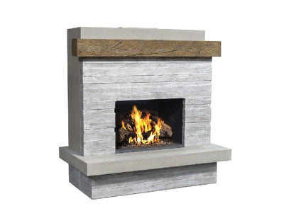 American Fyre Designs 150-CG-N-FO-RUC 68 1/2 Inch Vent-Free Wall Mount Outdoor Brooklyn Fireplace, French Barrel Oak, Key Value on the RIGHT/Gas