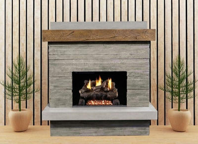 American Fyre Designs 150-CG-N-SP-RBC 68 1/2 Inch Vent-Free Wall Mount Outdoor Brooklyn Fireplace, Silver Pine, Key Value on the RIGHT/Gas
