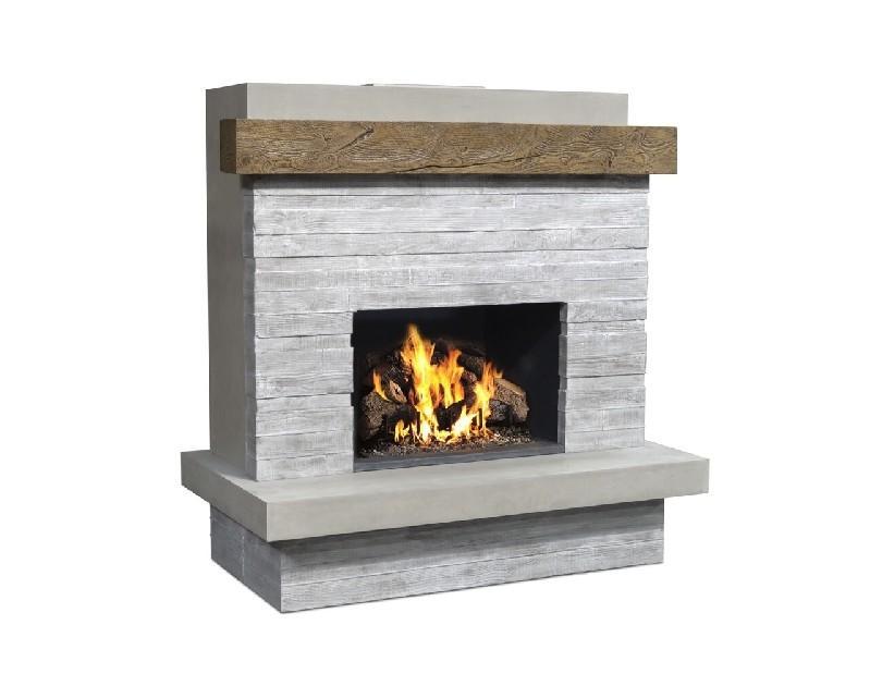 American Fyre Designs 150-CG-N-SP-RBC 68 1/2 Inch Vent-Free Wall Mount Outdoor Brooklyn Fireplace, Silver Pine, Key Value on the RIGHT/Gas