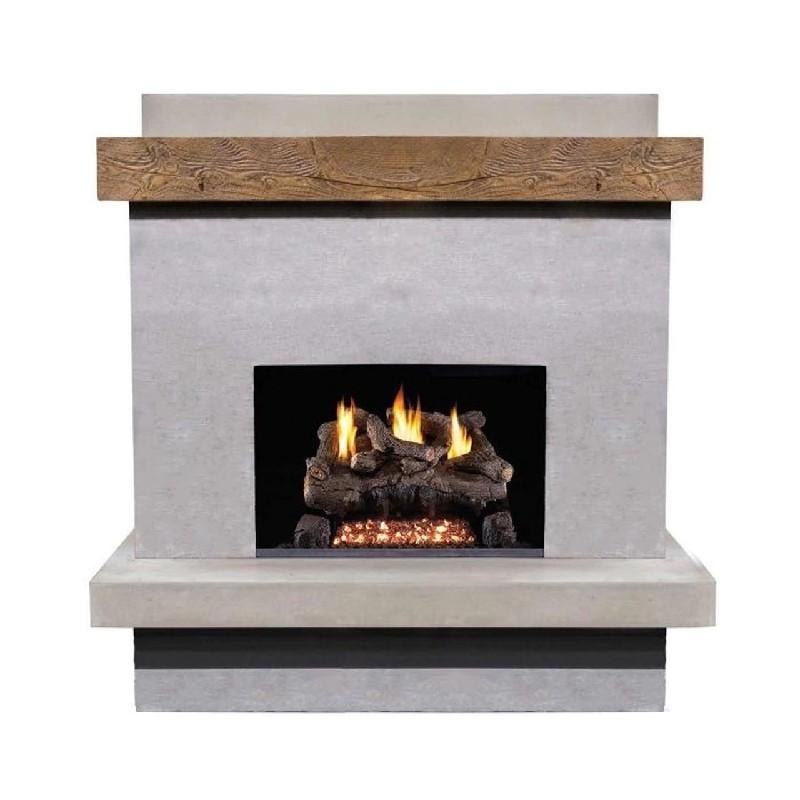 American Fyre Designs 160-CG-N-FO-LBC 68 1/2 Inch Vent-Free Wall Mount Outdoor Brooklyn Smooth Fireplace - French Barrel Oak