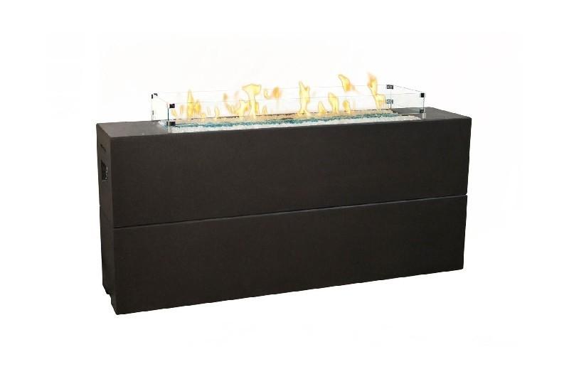 American Fyre Designs 215-BA-11-F8NC 32 Inch Tall Milan Linear Firetable with AWEIS Valve, Black Lava, Natural Gas