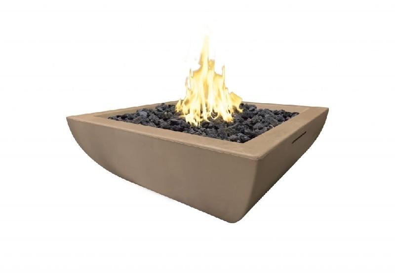 American Fyre Designs 431-WC-11-M6NC 30 Inch Bordeaux Petite Square Fire Bowl, White Concrete, Natural Gas