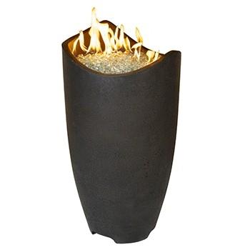 American Fyre Designs 530-BA-10-M2NC 20 Inch Wave Fire Urn with Door, Black Lava, Natural Gas, Without Access