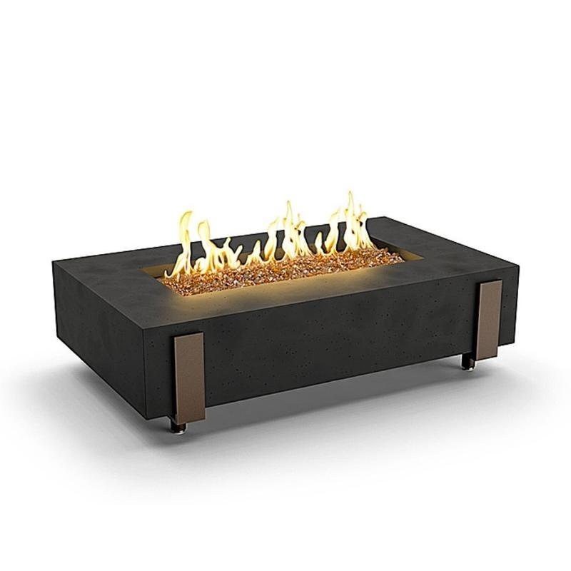 American Fyre Designs 580-BA-11-M7NC 16 1/2 Inch Rectangle Iron Saddle Firetable, Black Lava, Natural Gas