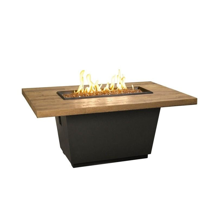 American Fyre Designs 635-BA-FO-M4PC Reclaimed Wood 24 Inch Cosmo Rectangle Firetable, French Barrel Oak, Propane Gas