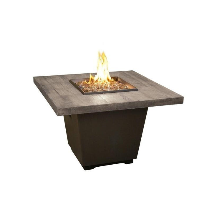 American Fyre Designs 640-BA-FO-M2PC Reclaimed Wood 24 Inch Cosmo Square Firetable, French Barrel Oak, Propane Gas