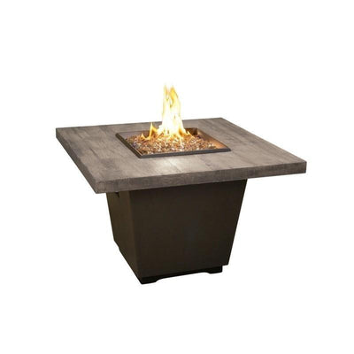 American Fyre Designs 640-BA-SP-F2NC Reclaimed Wood 24 Inch Cosmo Square Firetable with AWEIS Valve - Silver Pine