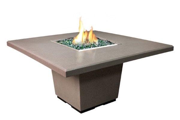 American Fyre Designs 642-BA-FO-M6PC Reclaimed Wood 29 Inch Cosmo Square Dining Firetable, French Barrel Oak, Propane Gas