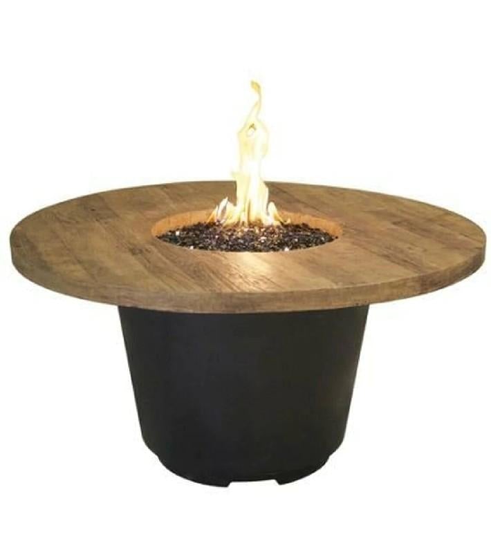 American Fyre Designs 645-BA-FO-M2NC Reclaimed Wood 24 Inch Cosmo Round Firetable, French Barrel Oak, Natural Gas