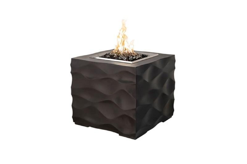 American Fyre Designs 726-BA-11-M2PC 22 3/4 Inch Voro Cube Firetable, Black Lava, Propane Gas