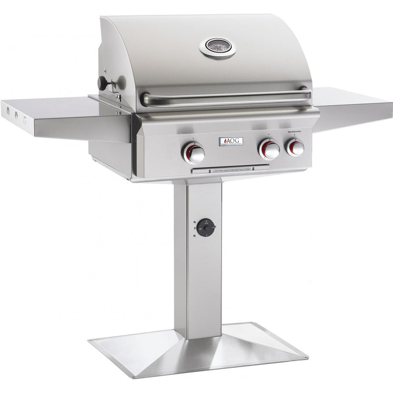 American Outdoor Grill 24" T-Series 2-Burner Freestanding Propane Gas Grill on Pedestal with Rotisserie & Back Burner (24PPT)