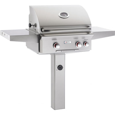 American Outdoor Grill 24” T-Series 2-Burner Natural Gas Grill on In-Ground Post with Rotisserie & Back Burner (24NGT)