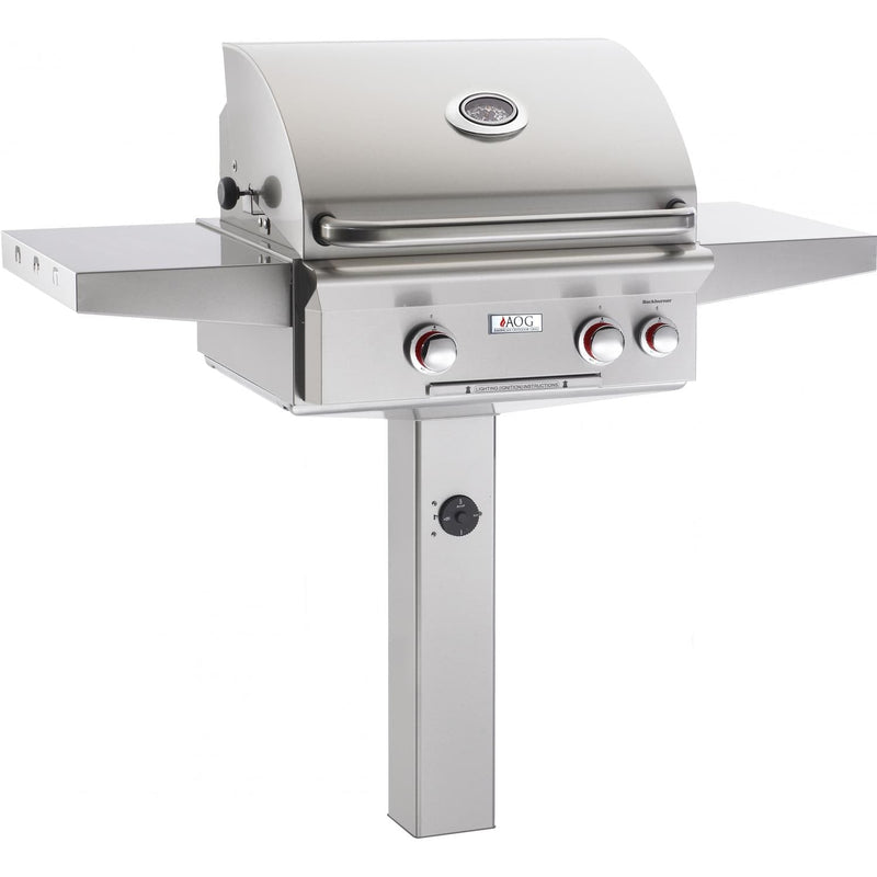 American Outdoor Grill 24" T-Series 2-Burner Propane Gas Grill on In-Ground Post with Rotisserie & Back Burner (24PGT)