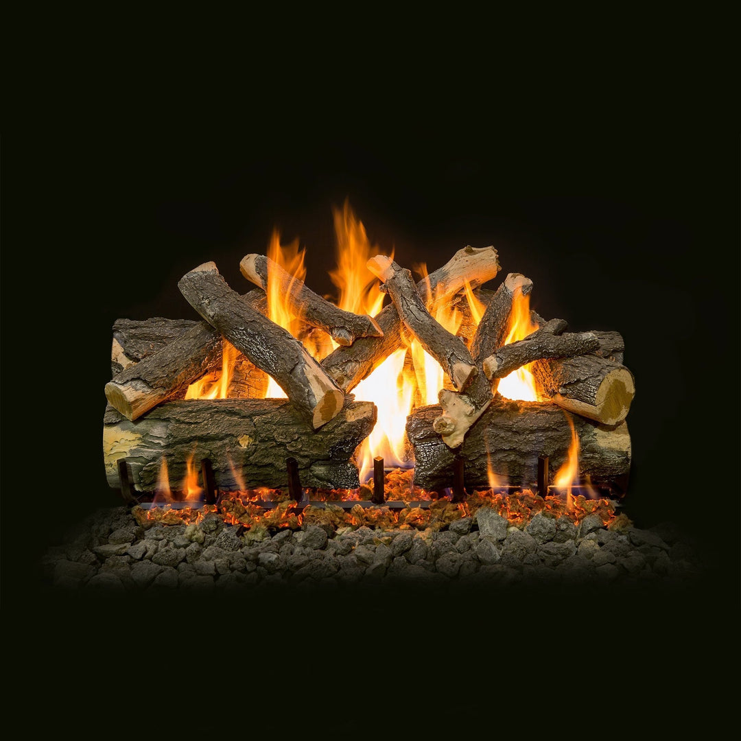 Arizona Weathered Oak Charred Vented Gas Logs with Dual Burner