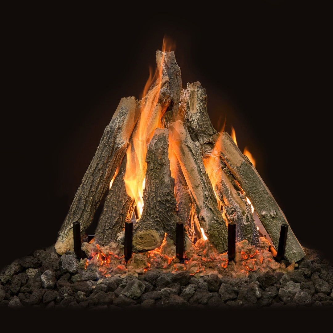 Arizona Weathered Oak Kiva Vented Gas Logs with Kiva Burner