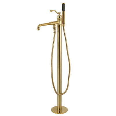 Kingston Brass KS7037ABL English Country Freestanding Tub Faucet with Hand Shower,